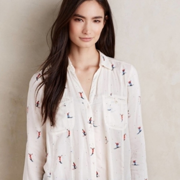 Anthropologie Tops - Anthropologie Maeve Conversationalist Ski Blouse 0